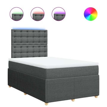 Pat box spring cu saltea, gri închis, 120x190 cm, textil - Img 2