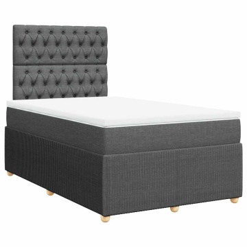 Pat box spring cu saltea, gri închis, 120x190 cm, textil - Img 3