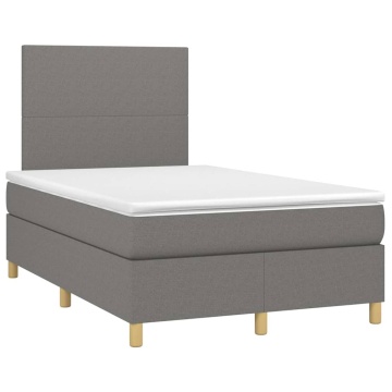 Pat box spring cu saltea, gri închis, 120x190 cm, textil - Img 2