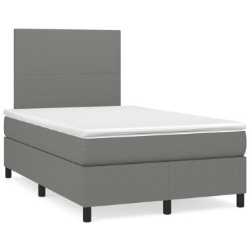 Pat box spring cu saltea, gri închis, 120x200 cm, textil - Img 2