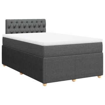 Pat box spring cu saltea, gri închis, 120x200 cm, textil - Img 2