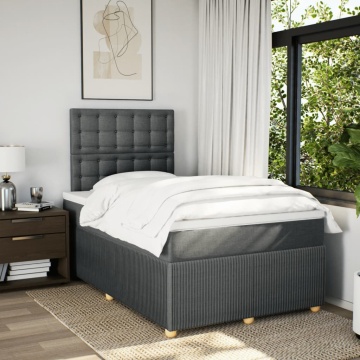 Pat box spring cu saltea, gri închis, 120x200 cm, textil - Img 3