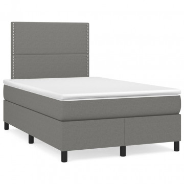 Pat box spring cu saltea, gri închis, 120x200 cm, textil - Img 2