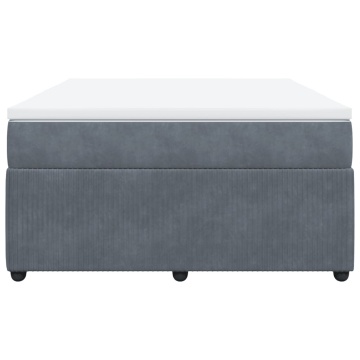 Pat box spring cu saltea, gri închis, 140x190 cm, catifea - Img 4