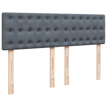 Pat box spring cu saltea, gri închis, 140x190 cm, catifea - Img 8