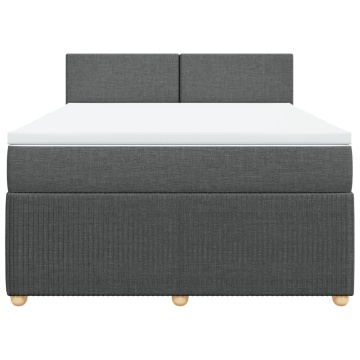 Pat box spring cu saltea, gri închis, 140x200 cm, textil - Img 4