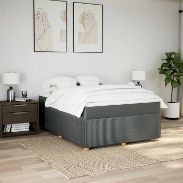 Pat box spring cu saltea, gri închis, 140x200 cm, textil - Img 3
