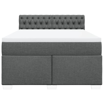 Pat box spring cu saltea, gri închis, 140x200 cm, textil - Img 4