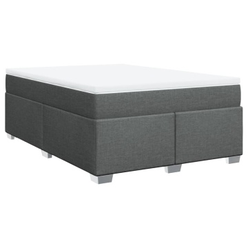 Pat box spring cu saltea, gri închis, 140x200 cm, textil - Img 2