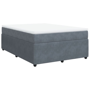 Pat box spring cu saltea, gri închis, 160x200 cm, catifea - Img 2