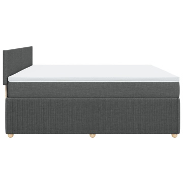 Pat box spring cu saltea, gri închis, 180x200 cm, textil - Img 6