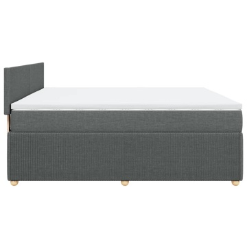 Pat box spring cu saltea, gri închis, 180x200 cm, textil - Img 8