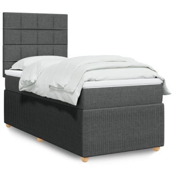 Pat box spring cu saltea, gri închis, 80x200 cm, textil - Img 1