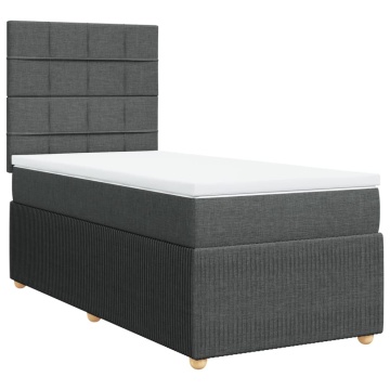 Pat box spring cu saltea, gri închis, 80x200 cm, textil - Img 3