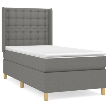 Pat box spring cu saltea, gri închis, 80x200 cm, textil - Img 2