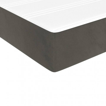 Pat box spring cu saltea, gri închis, 90x190 cm, catifea - Img 6