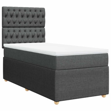 Pat box spring cu saltea, gri închis, 90x190 cm, textil - Img 3
