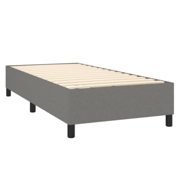Pat box spring cu saltea, gri închis, 90x190 cm, textil - Img 4