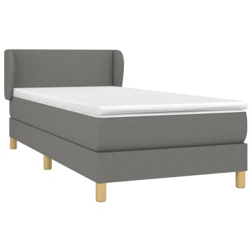 Pat box spring cu saltea, gri închis, 90x190 cm, textil - Img 3