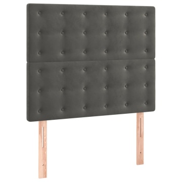 Pat box spring cu saltea, gri închis, 90x200 cm, catifea - Img 5