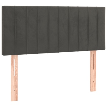 Pat box spring cu saltea, gri închis, 90x200 cm, catifea - Img 5
