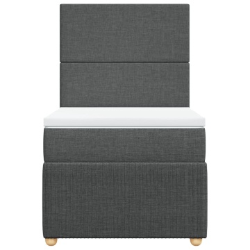 Pat box spring cu saltea, gri închis, 90x200 cm, textil - Img 4