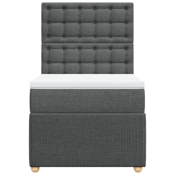 Pat box spring cu saltea, gri închis, 90x200 cm, textil - Img 4