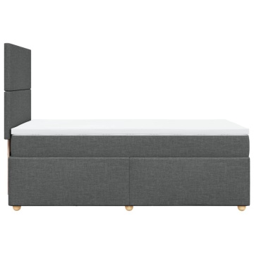 Pat box spring cu saltea, gri închis, 90x200 cm, textil - Img 6
