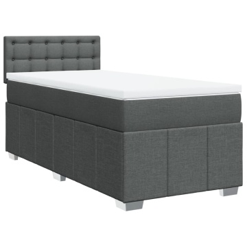 Pat box spring cu saltea, gri închis, 90x200 cm, textil - Img 3