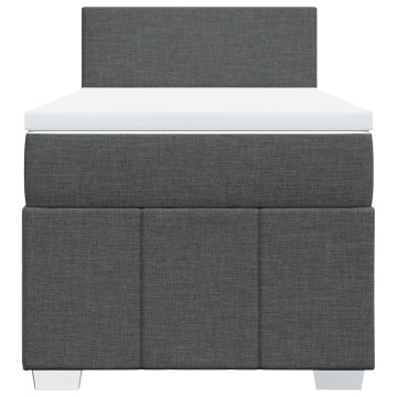 Pat box spring cu saltea, gri închis, 90x200 cm, textil - Img 5