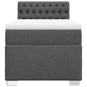 Pat box spring cu saltea, gri închis, 90x200 cm, textil - Img 4