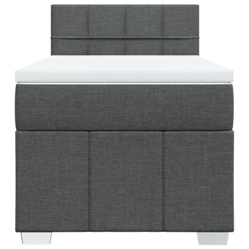 Pat box spring cu saltea, gri închis, 90x200 cm, textil - Img 4