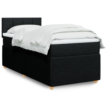 Pat box spring cu saltea, negru, 100x200 cm, textil - Img 1