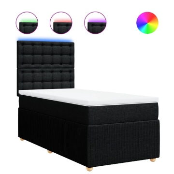 Pat box spring cu saltea, negru, 100x200 cm, textil - Img 2