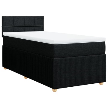 Pat box spring cu saltea, negru, 100x200 cm, textil - Img 3