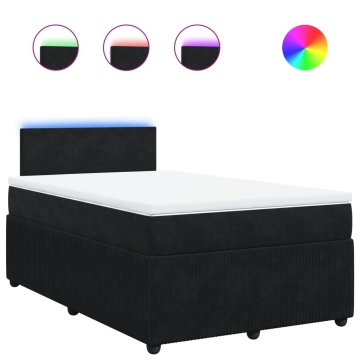 Pat box spring cu saltea, negru, 120x200 cm, catifea - Img 2
