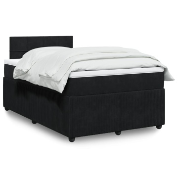 Pat box spring cu saltea, negru, 120x200 cm, catifea - Img 1