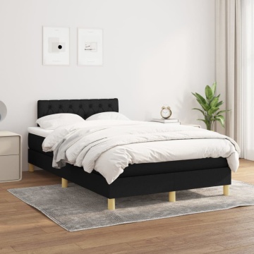 Pat box spring cu saltea, negru, 120x200 cm, textil - Img 1