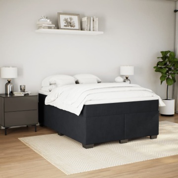Pat box spring cu saltea, negru, 140x190 cm, catifea - Img 3