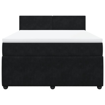 Pat box spring cu saltea, negru, 140x190 cm, catifea - Img 4
