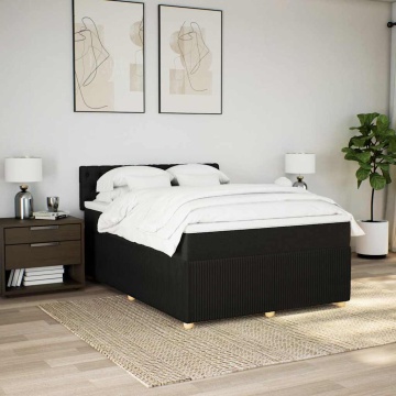 Pat box spring cu saltea, negru, 140x190 cm, textil - Img 4