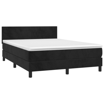 Pat box spring cu saltea, negru, 140x200 cm, catifea - Img 3