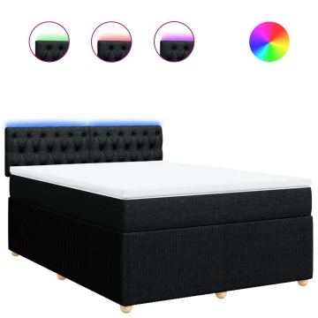 Pat box spring cu saltea, negru, 140x200 cm, textil - Img 2
