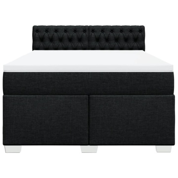 Pat box spring cu saltea, negru, 140x200 cm, textil - Img 4