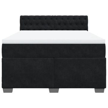 Pat box spring cu saltea, negru, 160x200 cm, catifea - Img 4