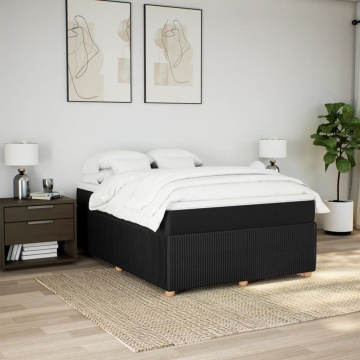 Pat box spring cu saltea, negru, 160x200 cm, textil - Img 3