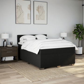 Pat box spring cu saltea, negru, 160x200 cm, textil - Img 4