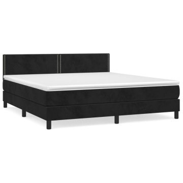 Pat box spring cu saltea, negru, 180x200 cm, catifea - Img 2