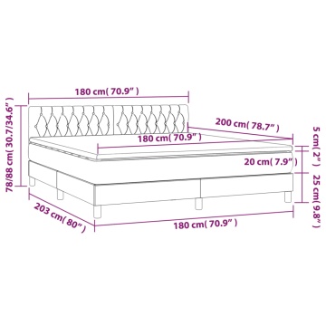 Pat box spring cu saltea, negru, 180x200 cm, catifea - Img 6