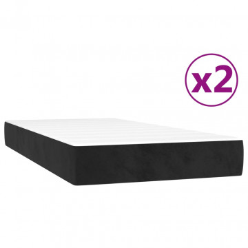 Pat box spring cu saltea, negru, 200x200 cm, catifea - Img 8
